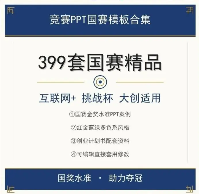 399套竞赛PPT国赛模板互联网+大学生创新创业大赛PPT模板
