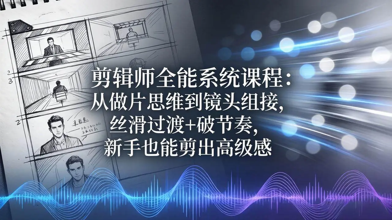 剪辑师全能系统课程：丝滑过渡+破节奏，新手也能剪出高级感