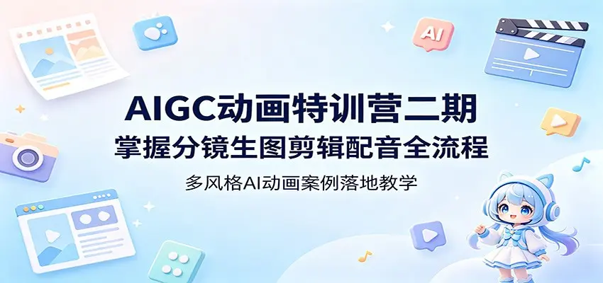 AIGC动画特训营二期：掌握分镜生图剪辑配音全流程，多风格AI动画案例落地教学