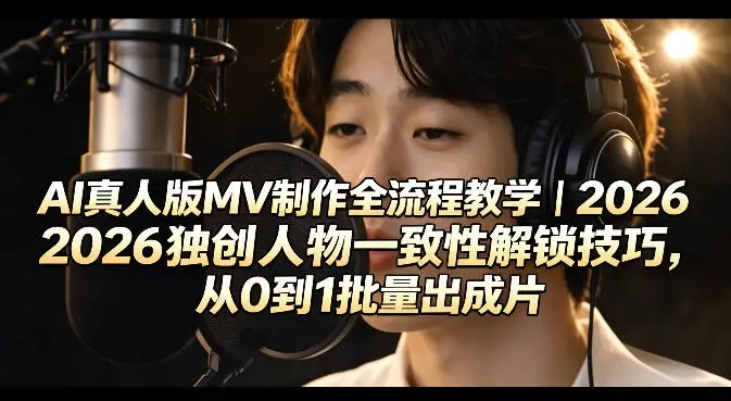 AI真人版MV制作全流程教学 从0到1批量出成片