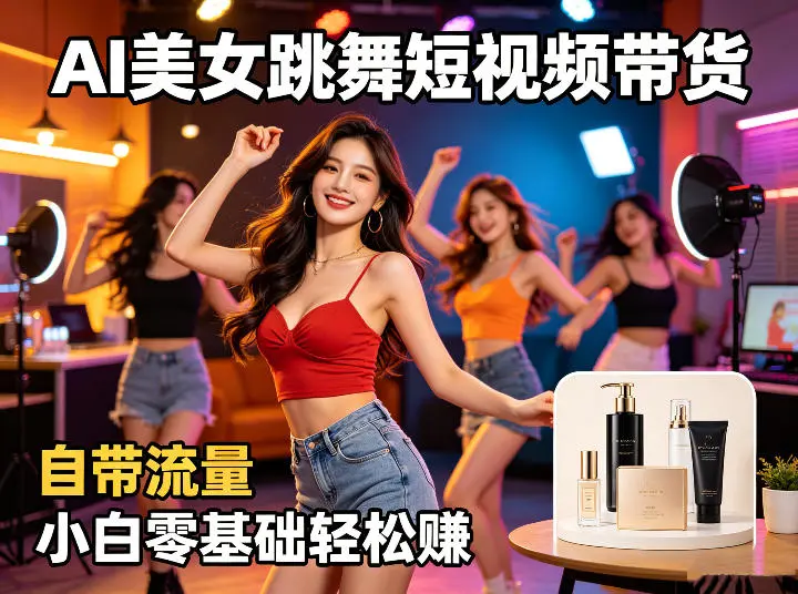 AI美女跳舞短视频带货：自带流量，小白零基础轻松賺，详细拆
