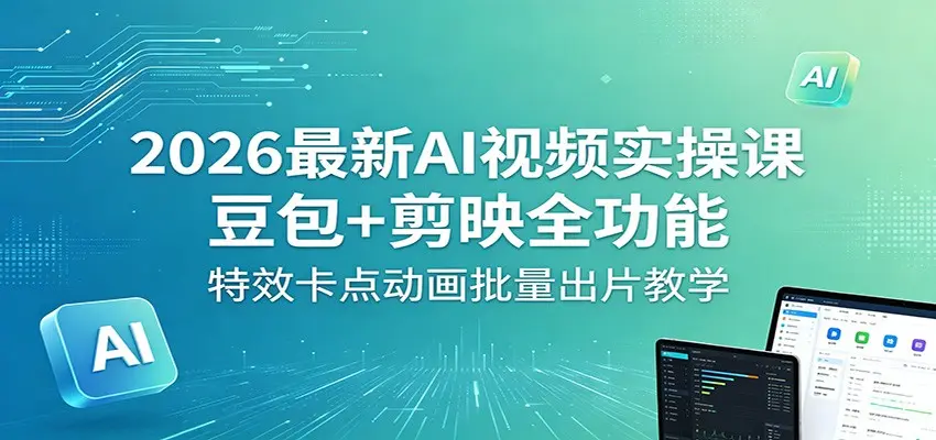 2026最新AI视频实操课：豆包+剪映全功能，特效卡点动画批量出片教学