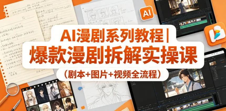 AI漫剧系列教程 爆款漫剧拆解实操课（剧本+图片+视频全流程）