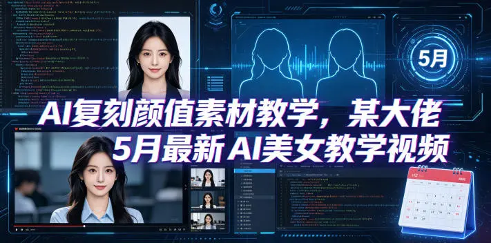 AI复刻颜值素材教学，某大佬5月最新AI美女教学视频