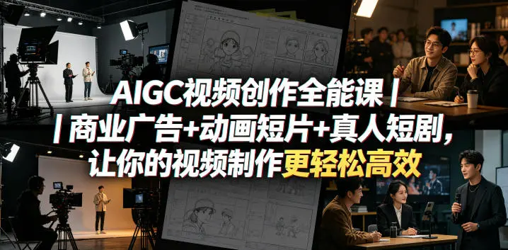 AIGC视频创作全能课｜商业广告+动画短片+真人短剧