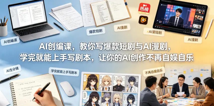 AI创编课，教你写爆款短剧与AI漫剧，学完就能上手写剧本