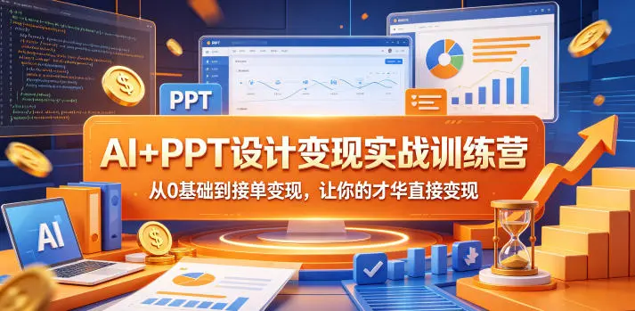 AI+PPT设计变现实战训练营，从0基础到接单变现