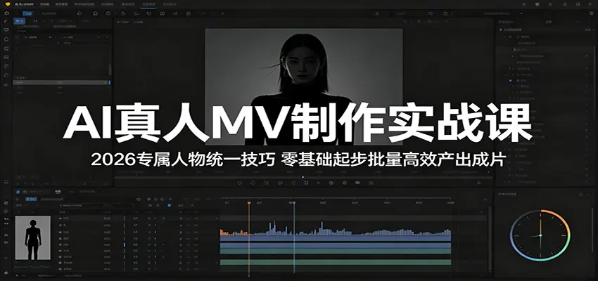 AI真人MV制作实战课：专属人物统一技巧，零基础起步批量高效产出成片