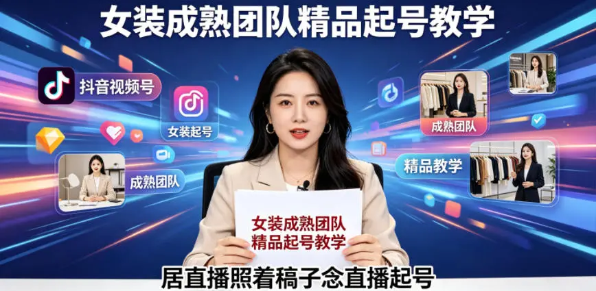 抖音视频号绿幕直播，女装成熟团队打造精品起号教学