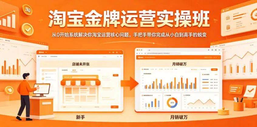 淘宝金牌运营实操班，从0开始系统解决你淘宝运营核心问题