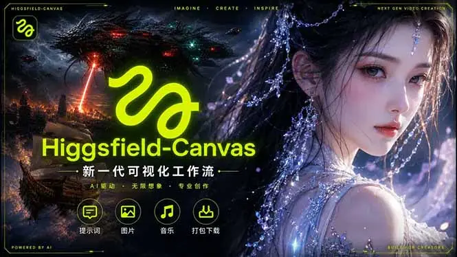 Higgsfield Canvas AI视频制作详解，节点式工作流搭建，视频创作完整教程