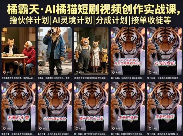 橘霸天·AI橘猫短剧视频创作实战课，撸伙伴计划|AI灵境计划