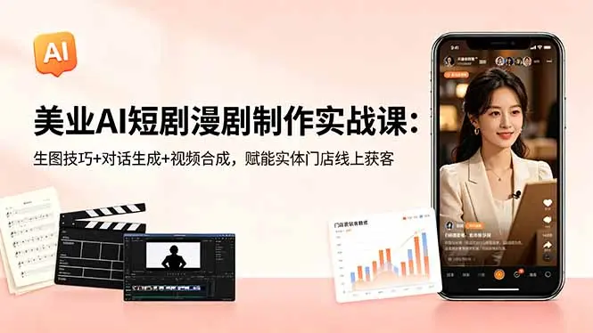 美业AI短剧漫剧制作实战课：生图技巧+对话生成+视频合成