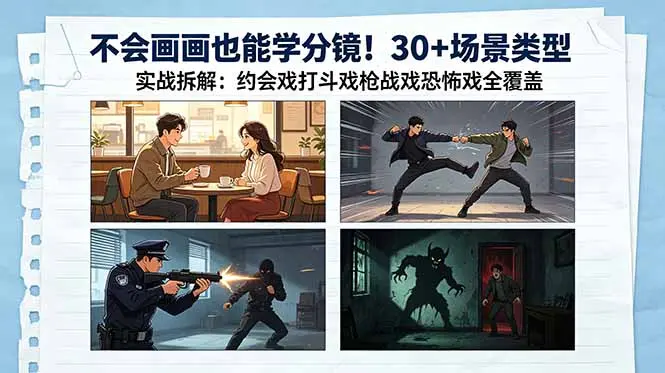不会画画也能学分镜！30+场景类型实战拆解