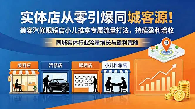 实体店从零引爆同城客源！美容汽修眼镜店小儿推拿专属流量打法
