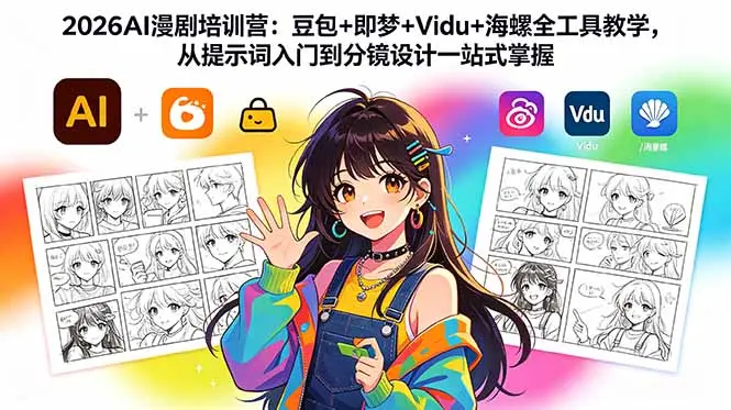 2026AI漫剧培训营：豆包+即梦+Vidu+海螺全工具教学，从提示词入门到分镜设计
