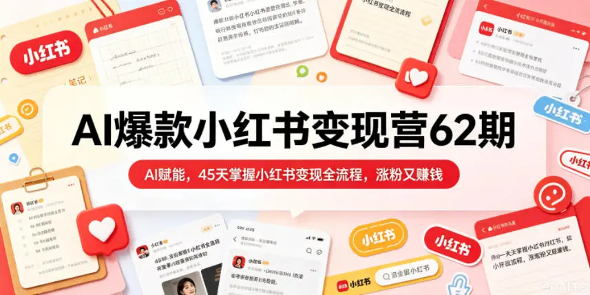 AI赋能，45天掌握小红书变现全流程，涨粉又賺钱