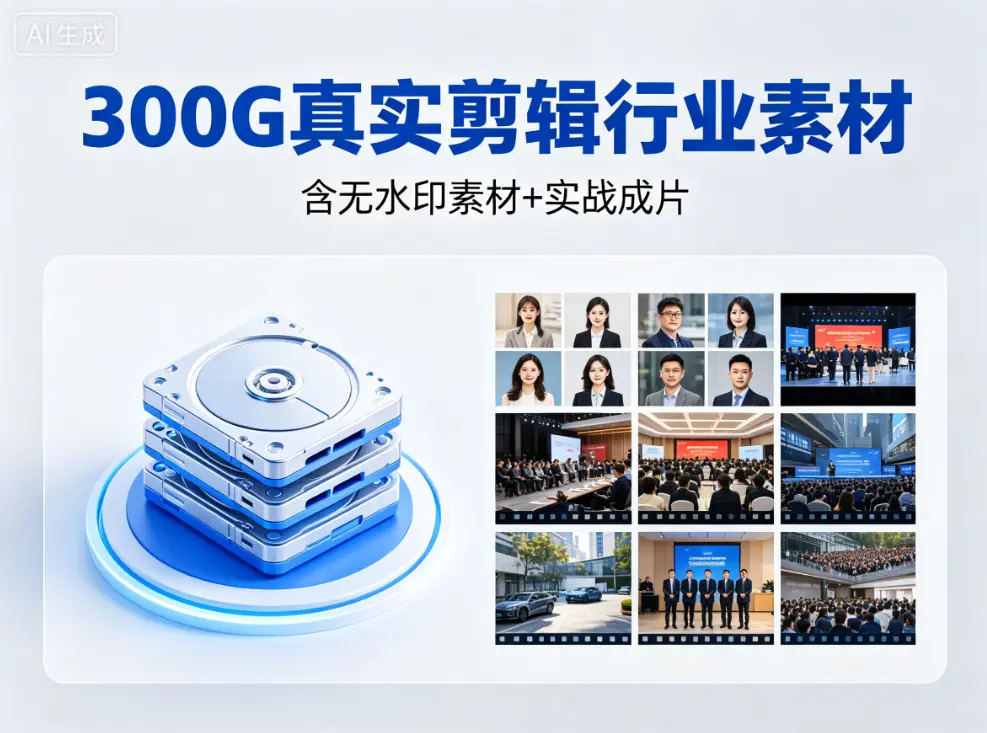 300G真实剪辑行业素材，含无水印素材和实战成片