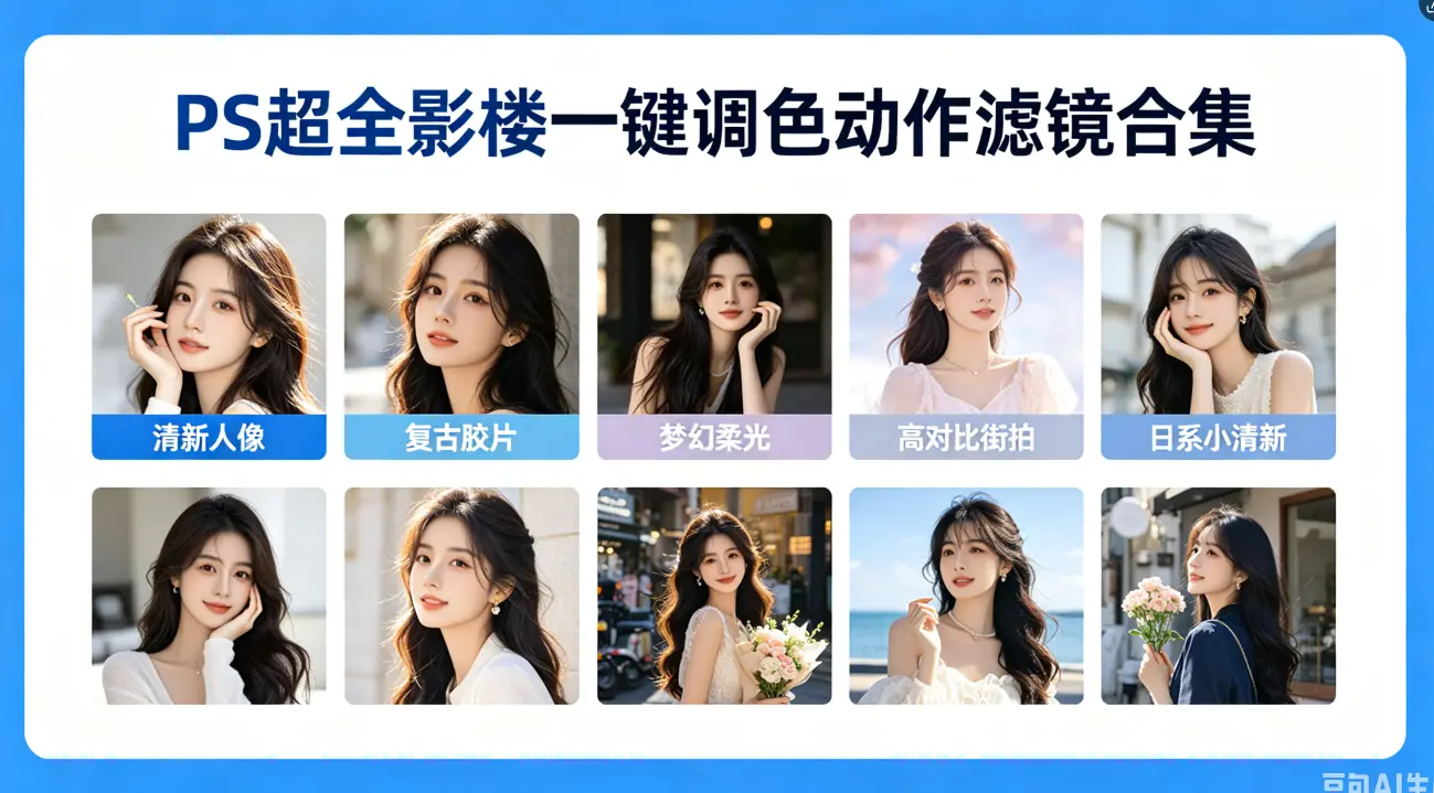 PS超全影楼一键调色动作滤镜合集