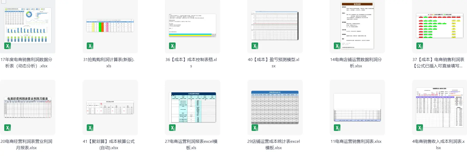 19个电商运营成本利润excel表格模板 第2张