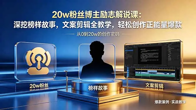 20w粉丝博主励志解说课：深挖榜样故事，文案剪辑全教学