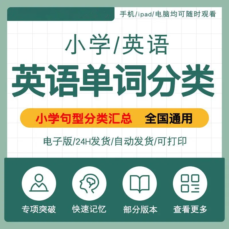 小学英语单词句型分类汇总，可打印全国通用