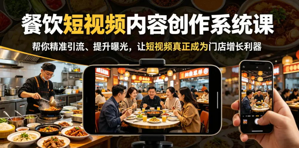 餐饮短视频内容创作系统课，让短视频真正成为门店增长利器