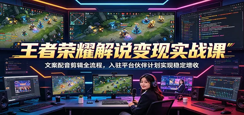王者荣耀解说变现实战课：文案配音剪辑全流程