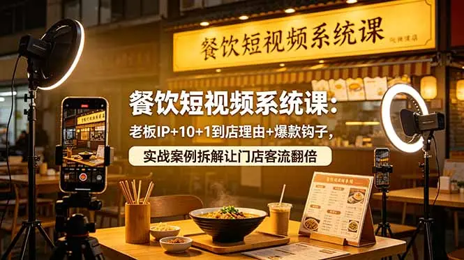餐饮短视频系统课：老板IP+10+1到店理由+爆款钩子