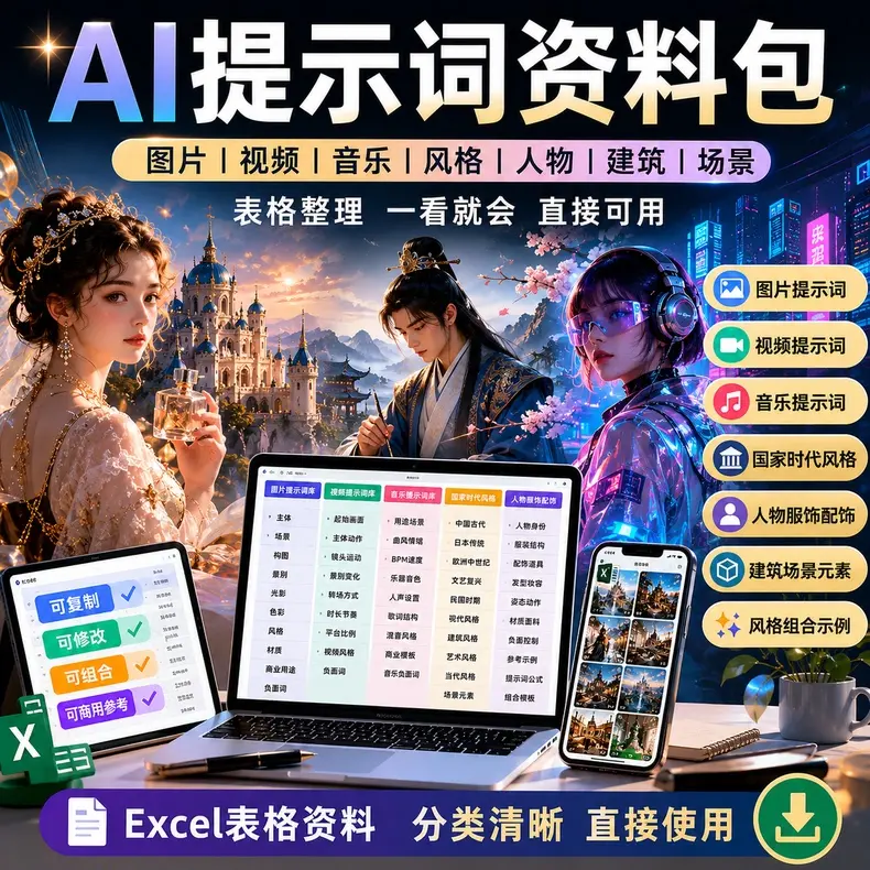 2026实用AI图片、视频、音乐提示词合集
