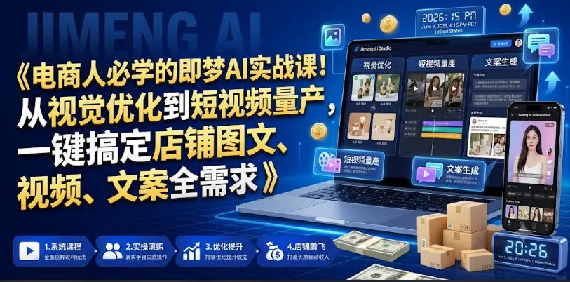 电商人必学的即梦AI实战课，一键搞定店铺图文、视频、文案全需求