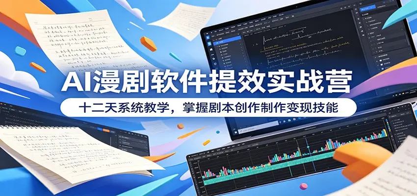 AI漫剧软件提效实战营：十二天系统教学，掌握剧本创作制作变现技能