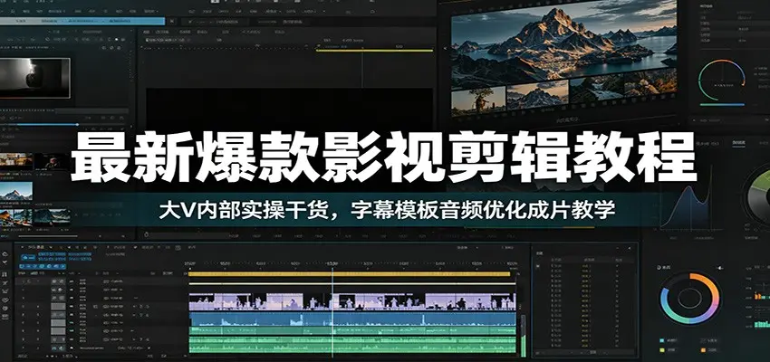 最新爆款影视剪辑教程：大V内部实操干货，字幕模板音频优化成片教学